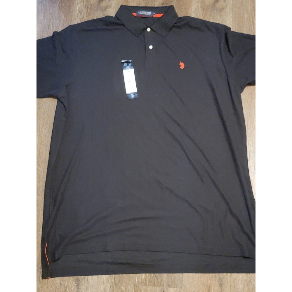 US Polo Assn Mens Ultimate Pique‎ Polo Shirt Black Big and Tall 3XLT New